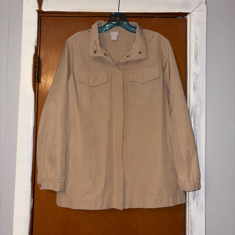 Chico's Beige Utility Jacket Size 2 (women’s 12)